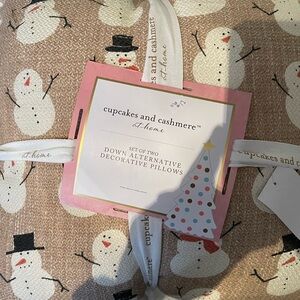cupcakes & cashmere Snowman Decorative Pillows - Brown and White